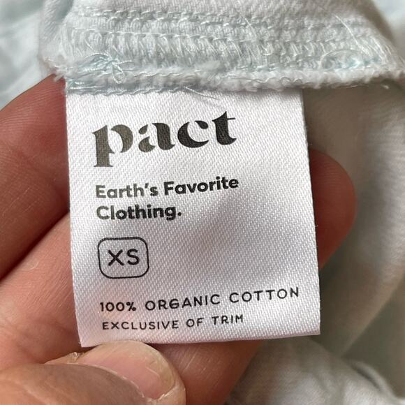 Pact 100% Organic Cotton Romper XS Button Front Utility Shorts Light Wash - Picture 14 of 14